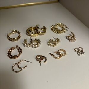 gold bundle earrings and cuffs